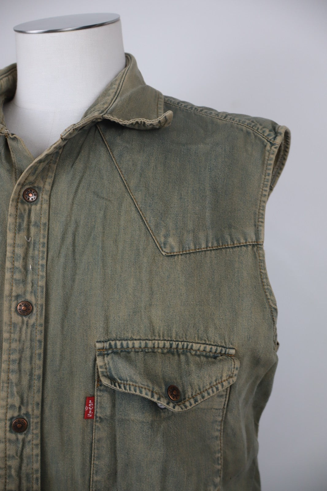 LEVI'S CAMICIA SMANICATA JEANS DENIM COTONE UOMO TG XL MAN VINTAGE SHIRT LOGO