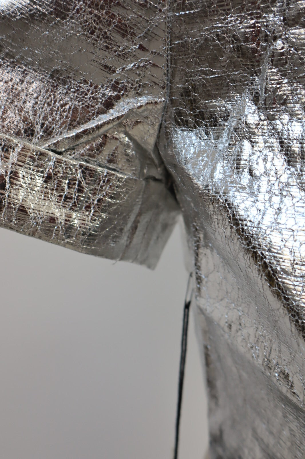 MAGLIA CROP TOP DONNA TG S T-SHIRT INDIE METALLIZZATO FUTURISTICO Y2K 2000'S