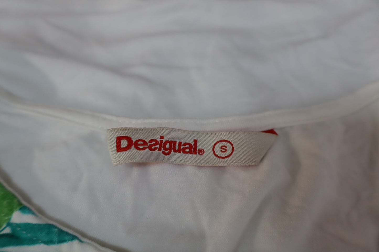 DESIGUAL MAGLIA SMANICATA TOP DONNA TG S WOMAN CASUAL VINTAGE T-SHIRT COTONE