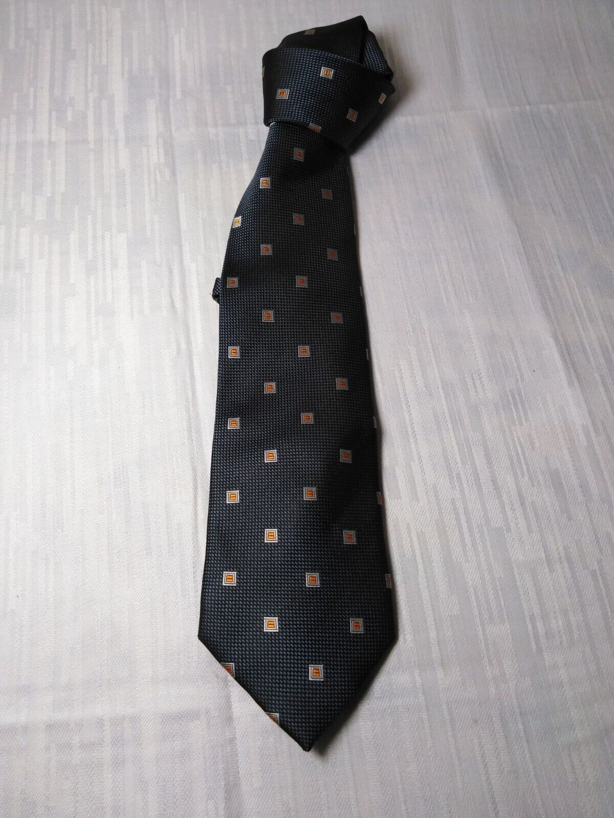LUCIO LAMBERTI 100%  SILK TIE SETA CRAVATTA SELF TIPPED NECKTIE MADE ITALY