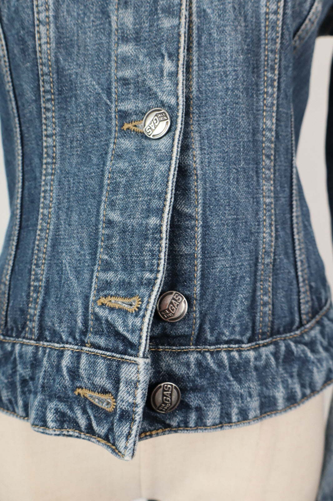 GAS JEANS GIUBBINO DONNA Tg. S WOMAN CASUAL JACKET COTONE COTTON DENIM VINTAGE