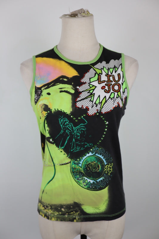 LIU JO MAGLIA CANOTTA DONNA TG. XS  WOMAN CASUAL VINTAGE T-SHIRT TOP COTONE