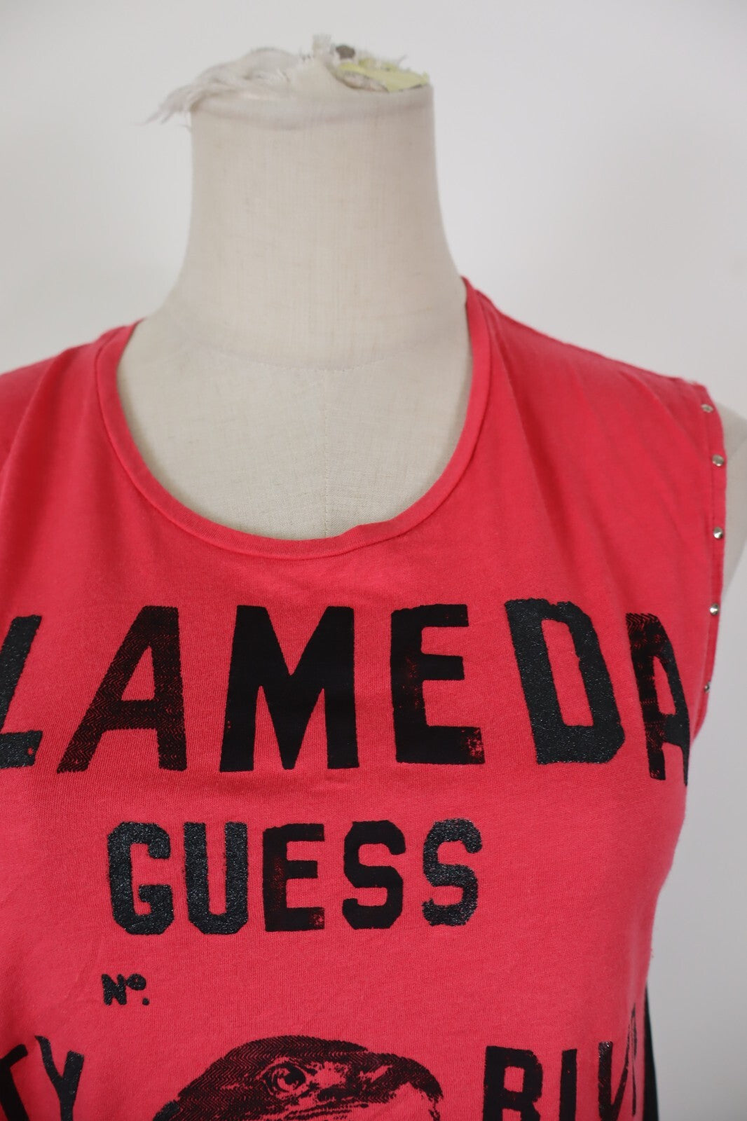 GUESS MAGLIA DONNA TG. XS WOMAN CASUAL VINTAGE T-SHIRT TOP COTONE