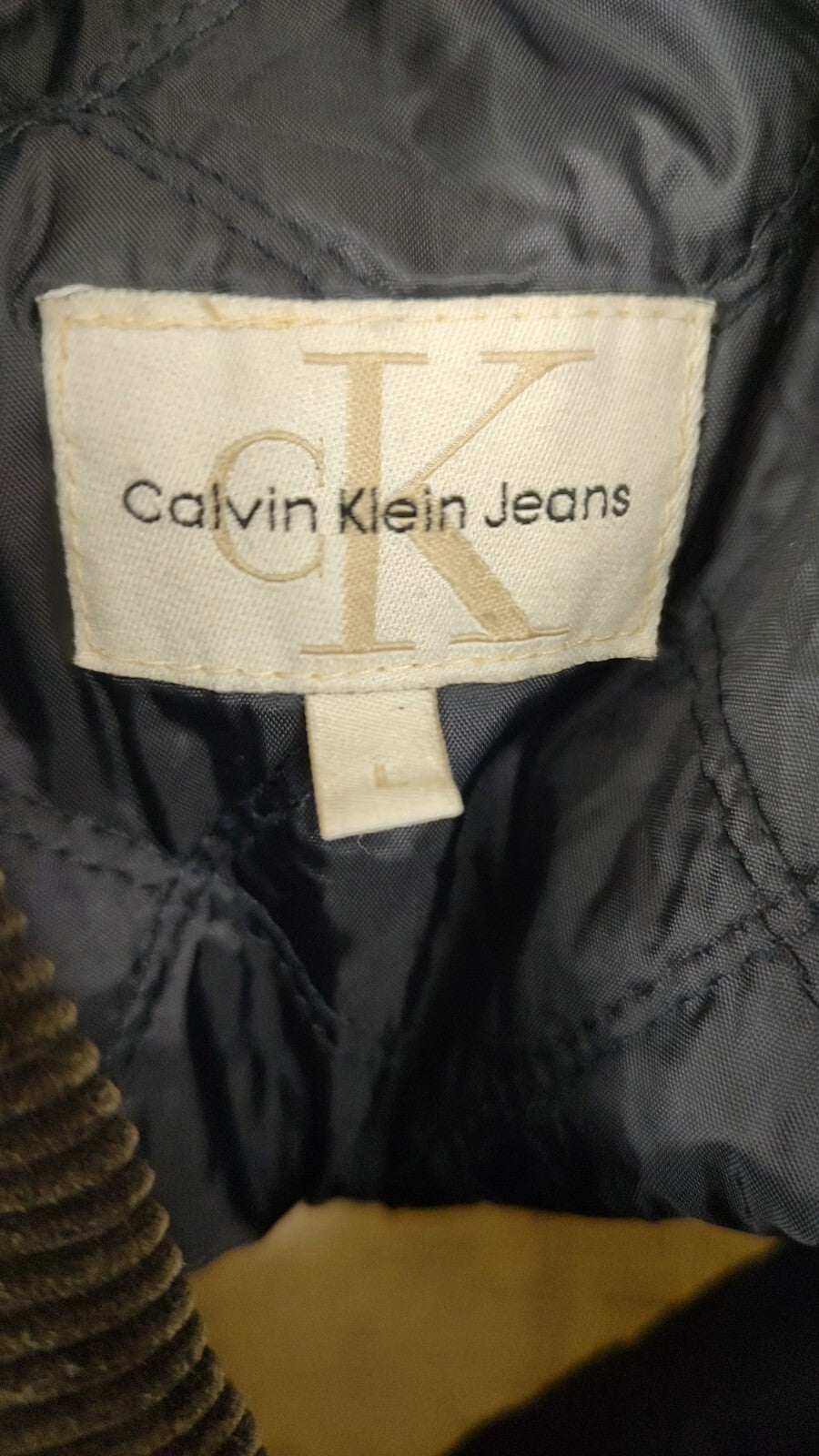 CALVIN KLEIN CK GIUBBINO IMBOTTITO GIACCA UOMO Tg. L MAN JACKET VINTAGE VELLUTO