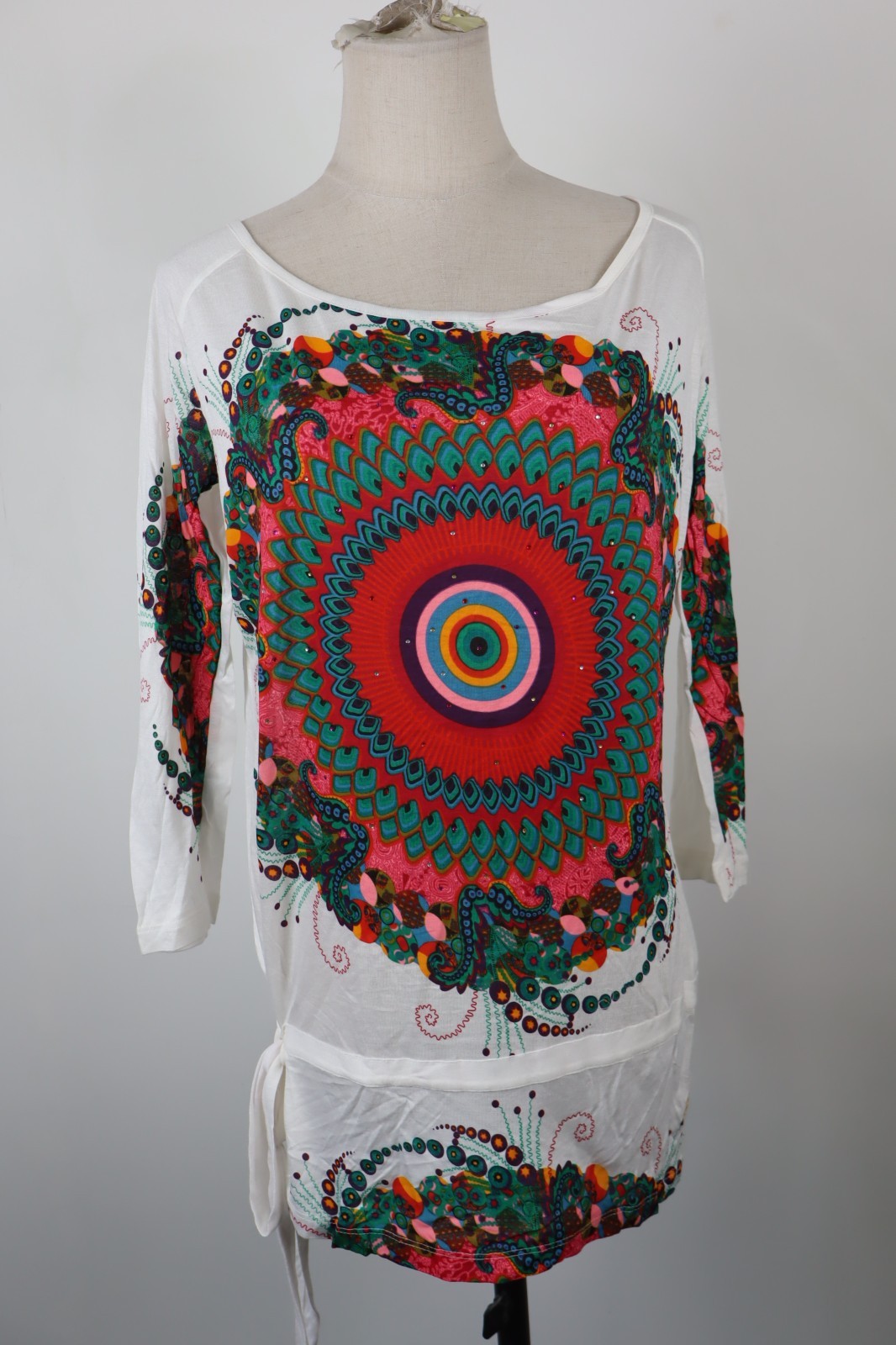 DESIGUAL MAGLIA DONNA TG. L WOMAN T-SHIRT CASUAL VINTAGE COULISSE