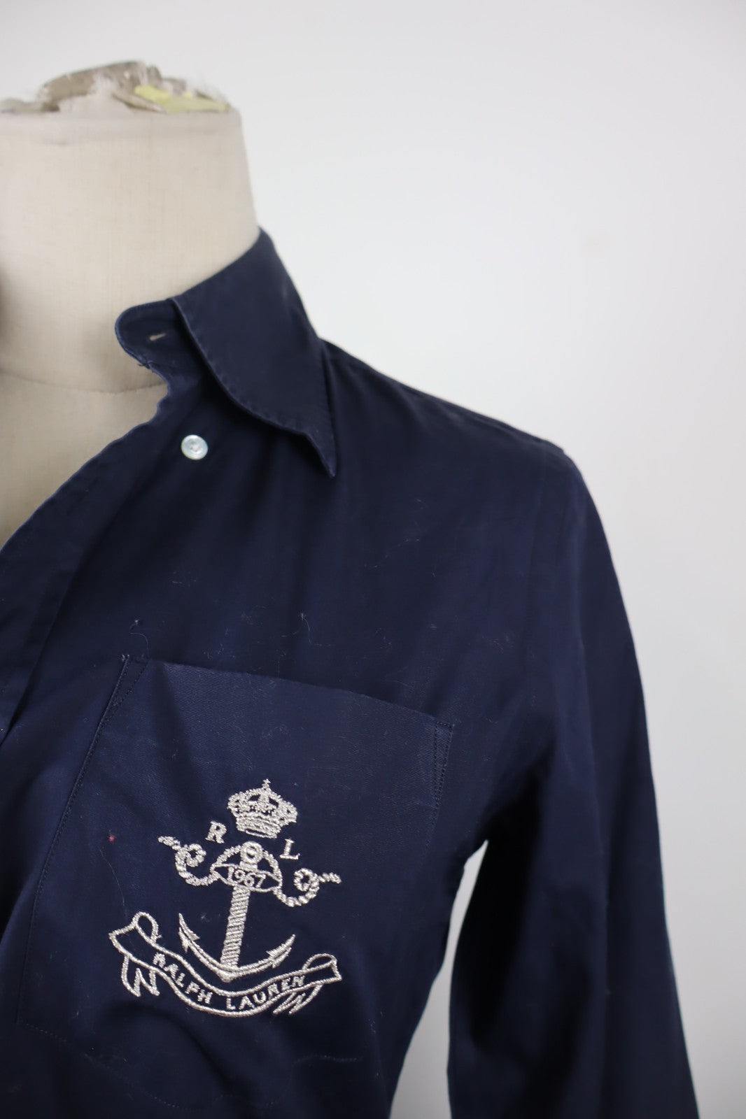 RALPH LAUREN CAMICIA DONNA 8 WOMAN SHIRT CASUAL VINTAGE COTONE COTTON BIG LOGO