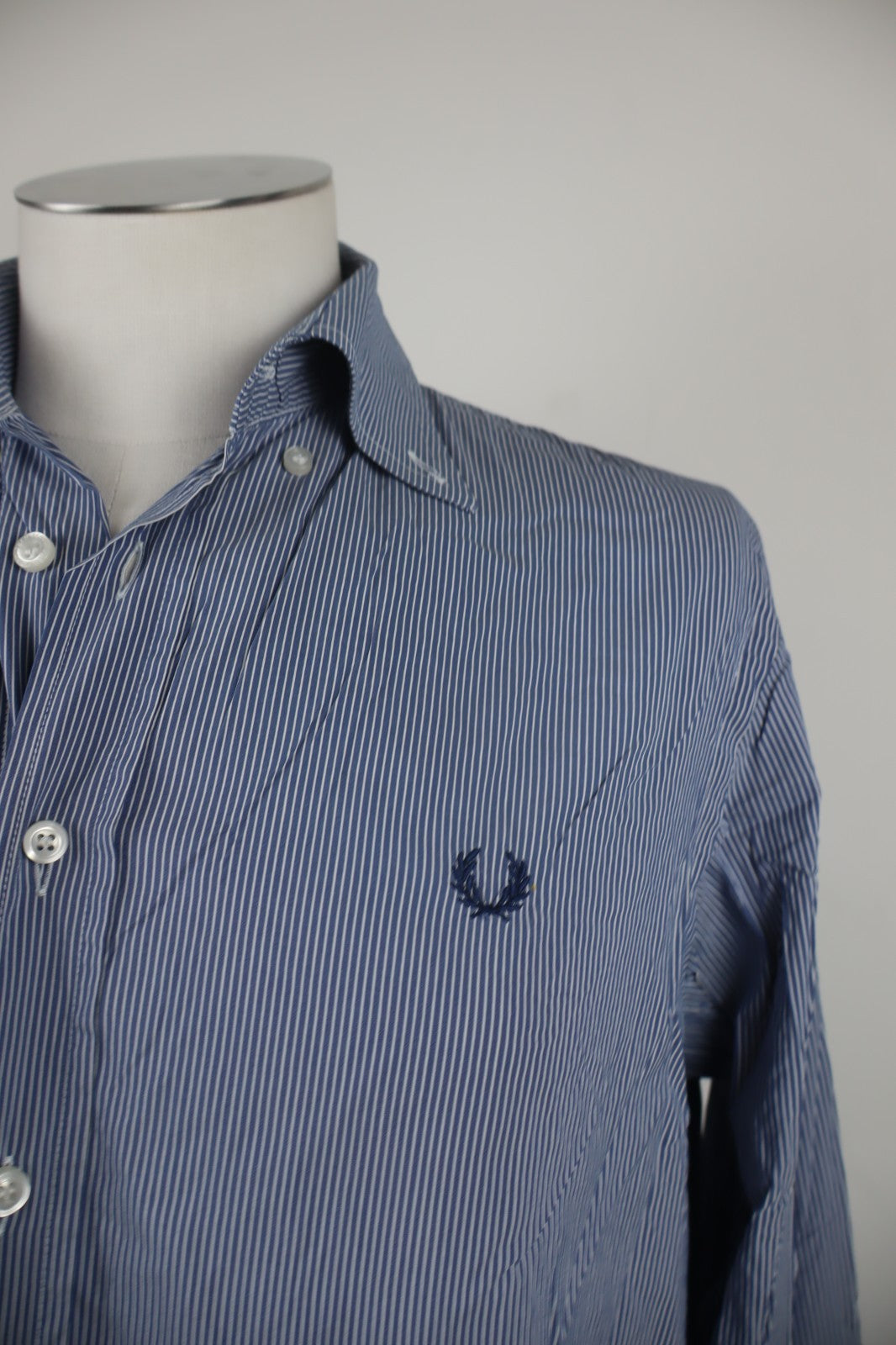 FRED PERRY CAMICIA UOMO TG S MAN CASUAL VINTAGE SHIRT COTONE COTTON LOGO RIGHE