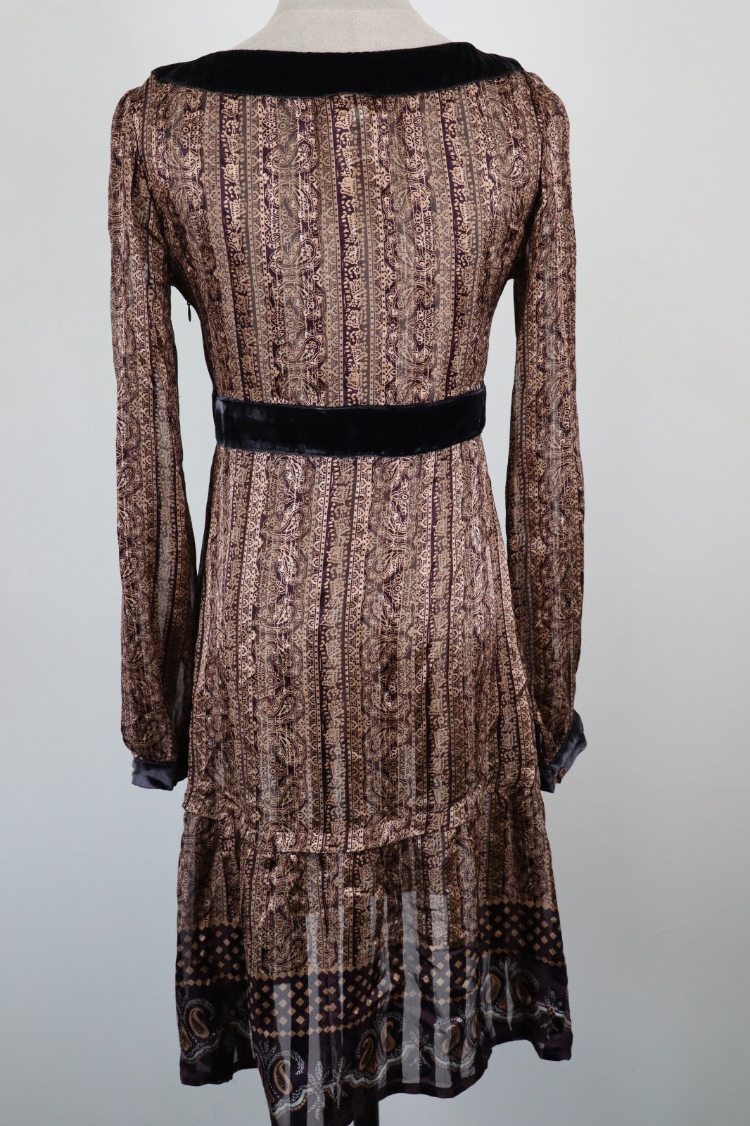 MAX & CO  VESTITO DONNA TG. 40 WOMAN CASUAL VINTAGE DRESS INSERTI VELLUTO