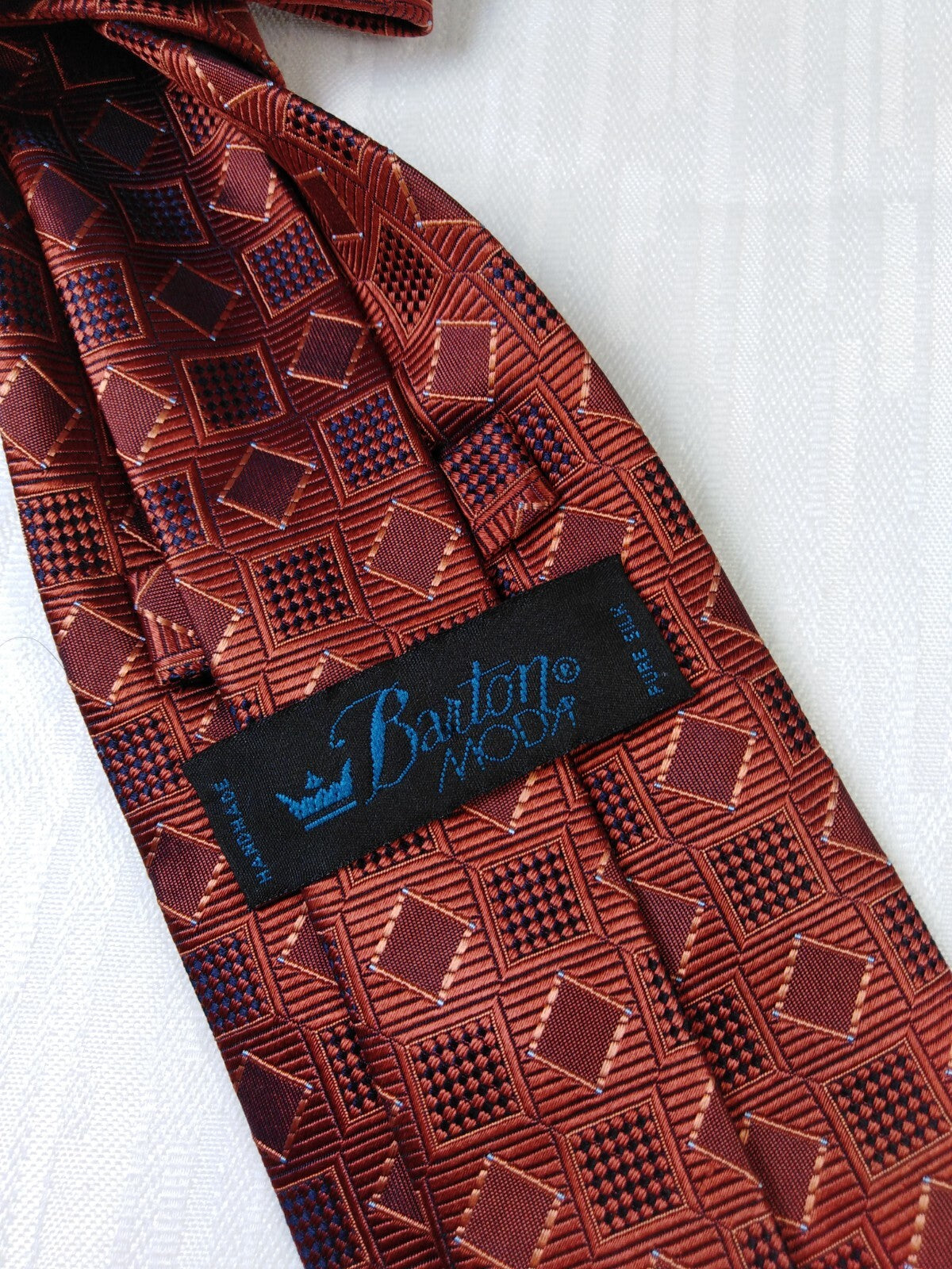 BARTON  100% SETA SILK TIE CRAVATTA NECKTIE ITALY VINTAGE SELF TIPPED