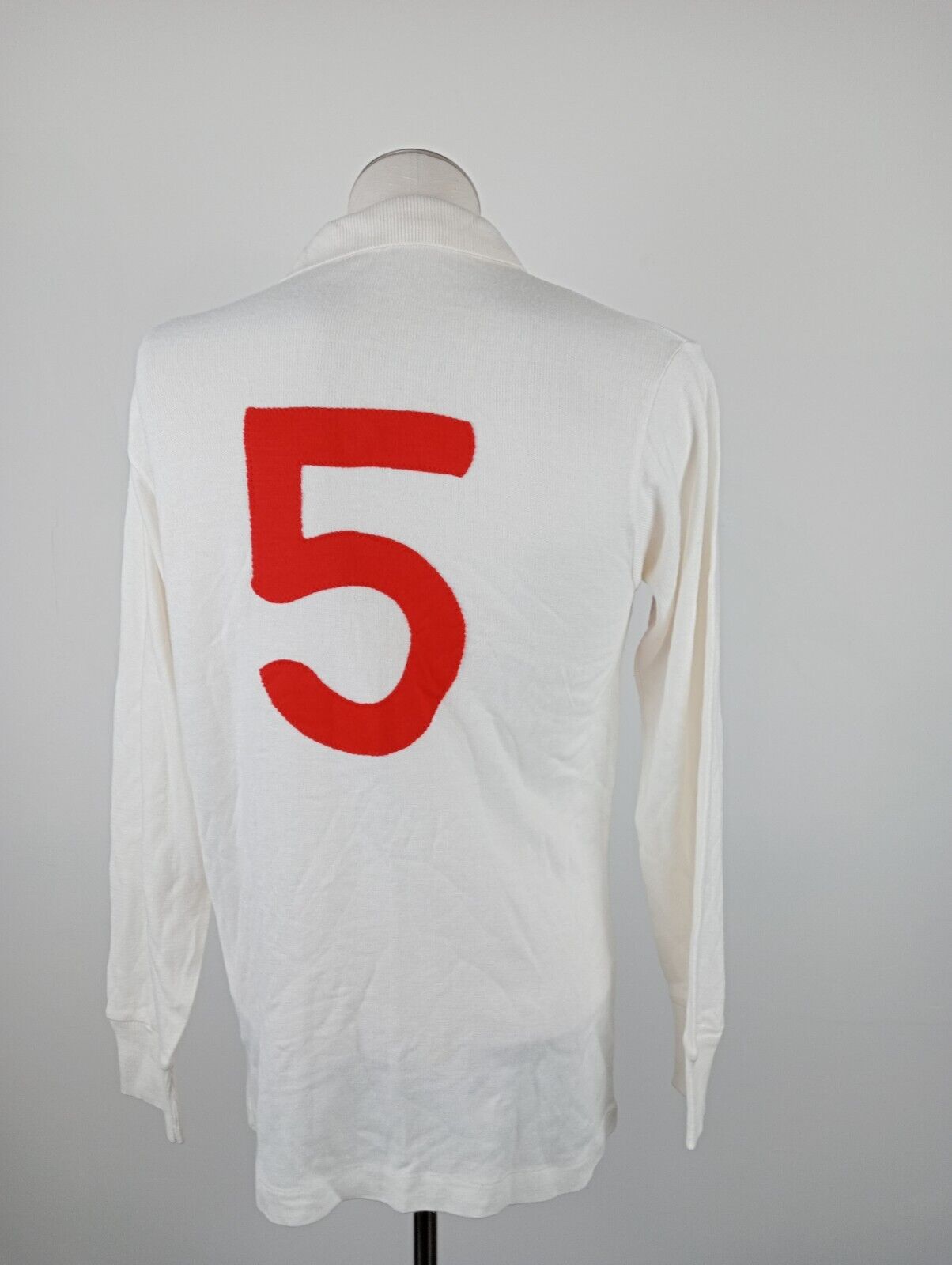 MAGLIA CALCIO N 5 LANA WOOL POLIESTERE UOMO Tg M SOCCER JERSEY VINTAGE SPORT