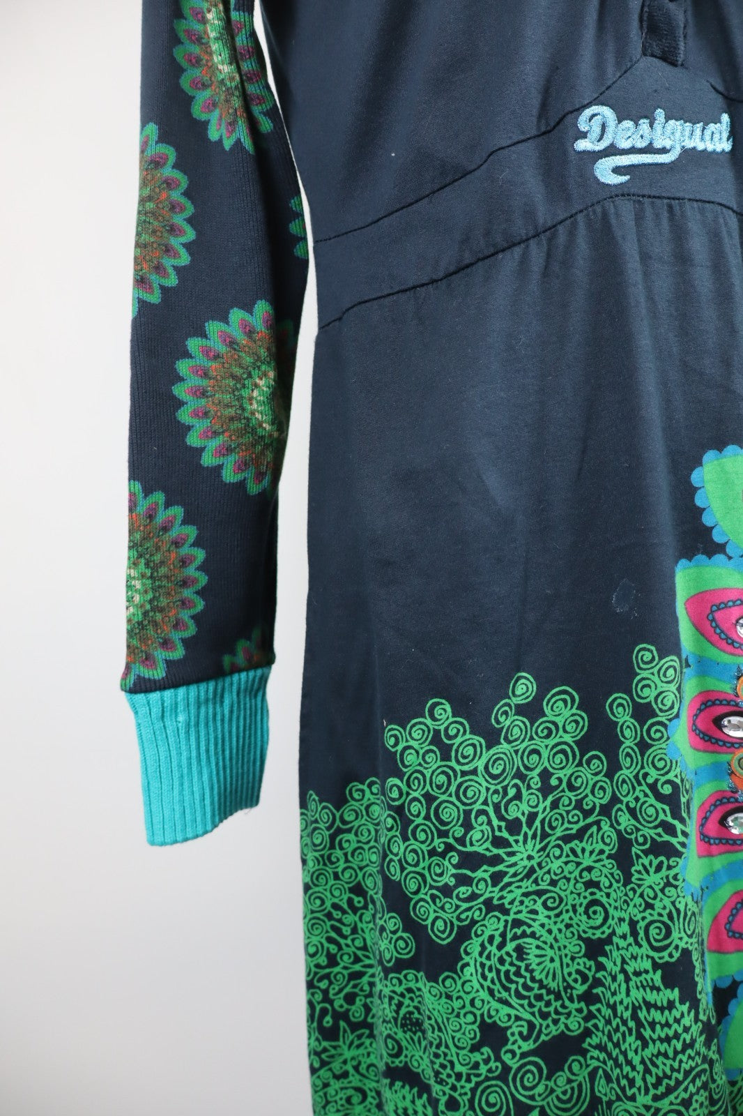 DESIGUAL VESTITO ABITO MANICHE LUNGHE DONNA TG. XL WOMAN CASUAL VINTAGE DRESS