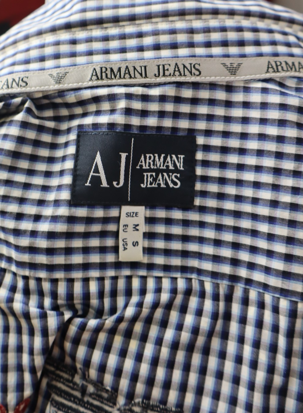 AJ ARMANI JEANS CAMICIA UOMO COTONE TG. M MAN CASUAL VINTAGE COTTON SHIRT LOGO