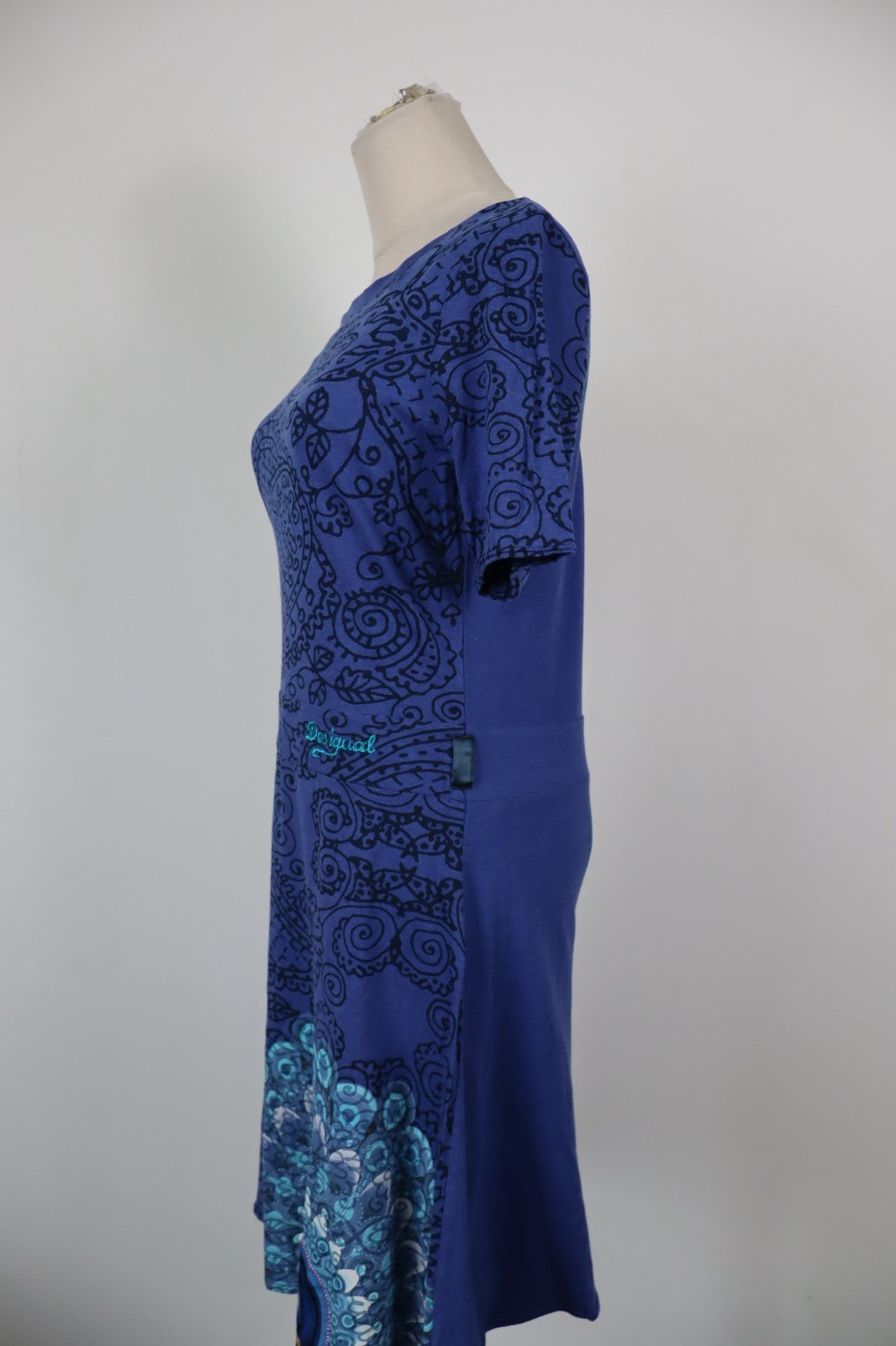 DESIGUAL VESTITO ABITO DONNA TG L WOMAN CASUAL VINTAGE DRESS COTONE