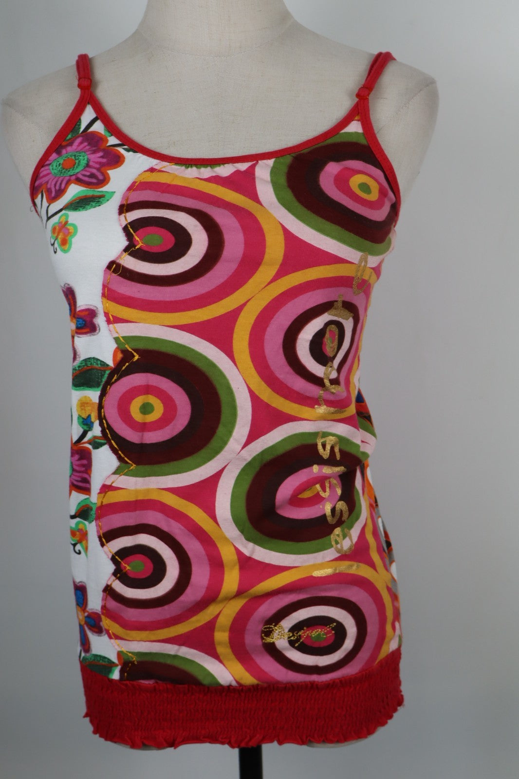 DESIGUAL MAGLIA DONNA TG. S WOMAN CASUAL VINTAGE SHIRT CANOTTA TOP LOGO