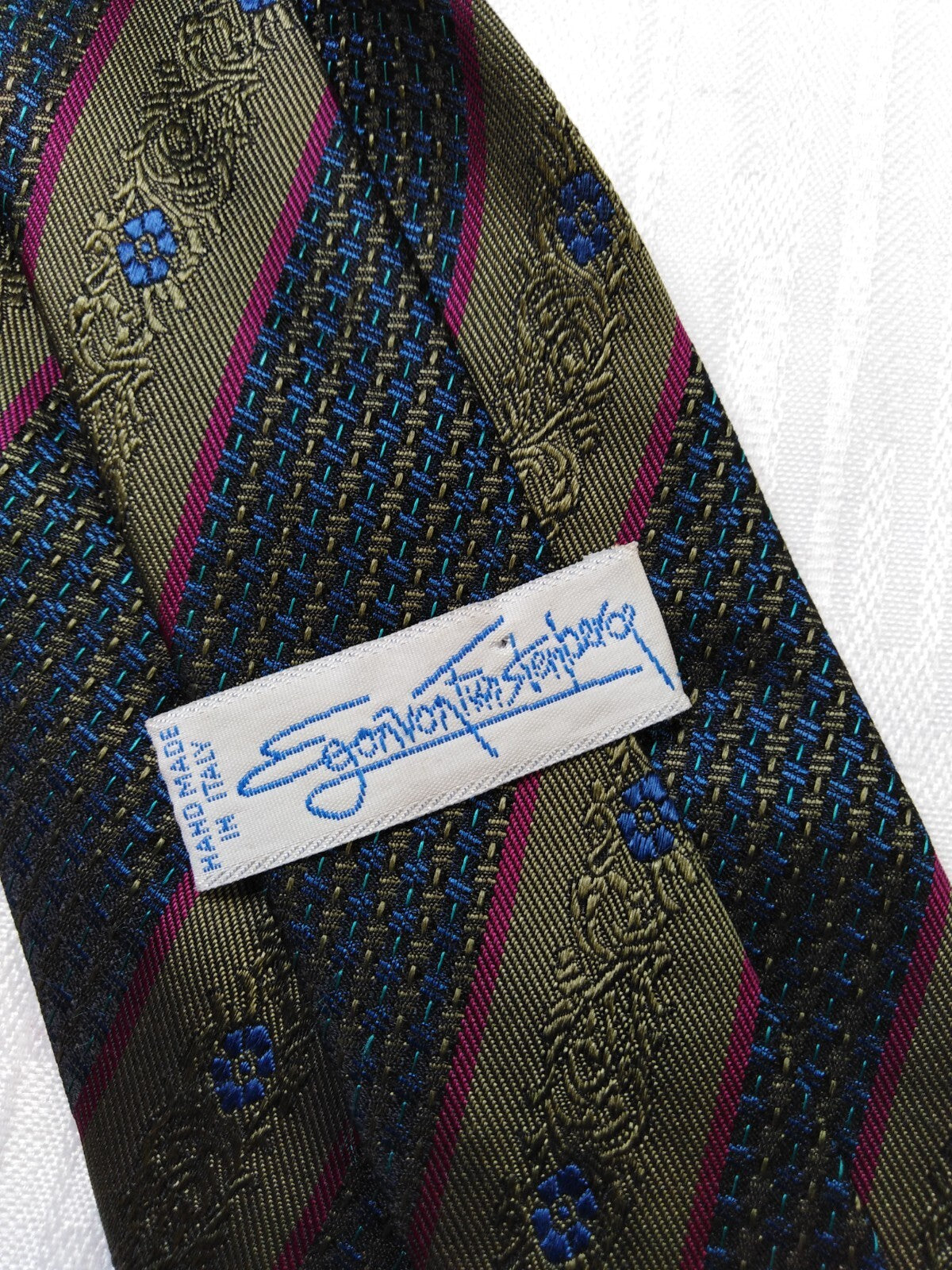 EGON VON FURSTENBERG 100% SILK TIE SETA CRAVATTA NECKTIE ITALY VINTAGE CLASSIC