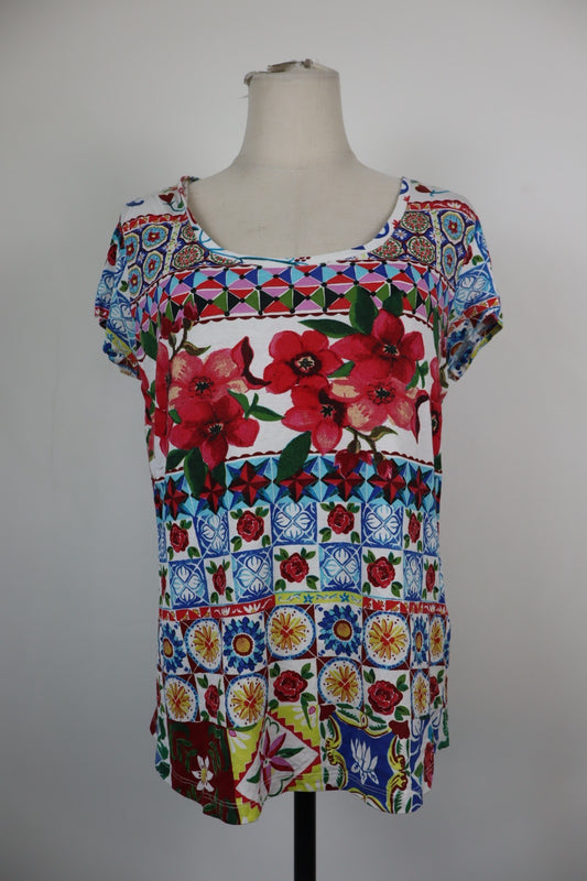 DESIGUAL MAGLIA DONNA TG. L WOMAN CASUAL VINTAGE T-SHIRT VISCOSA