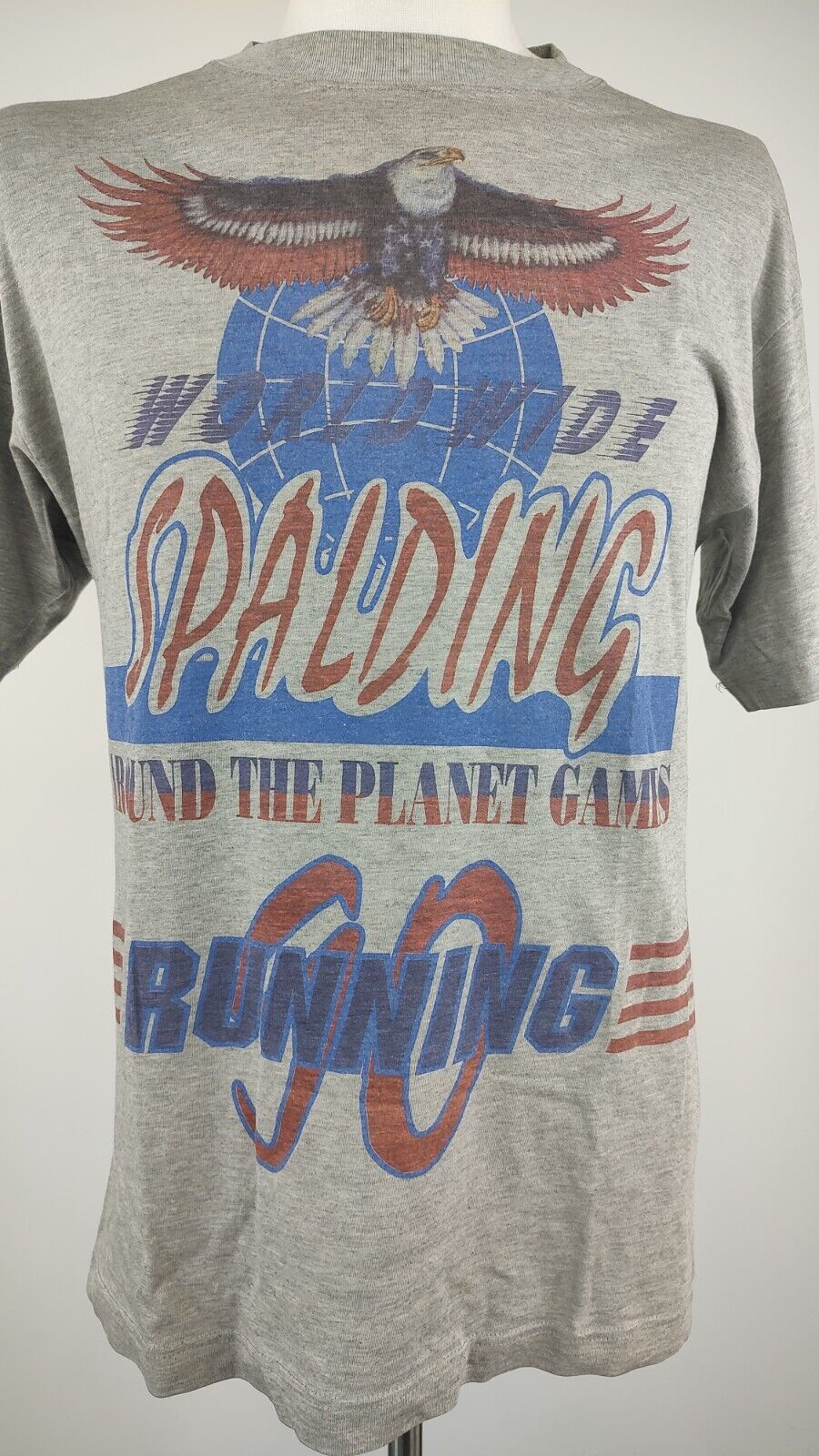 SPALDING USA MAGLIA UOMO TG M MAN T-SHIRT CASUAL VINTAGE COTONE