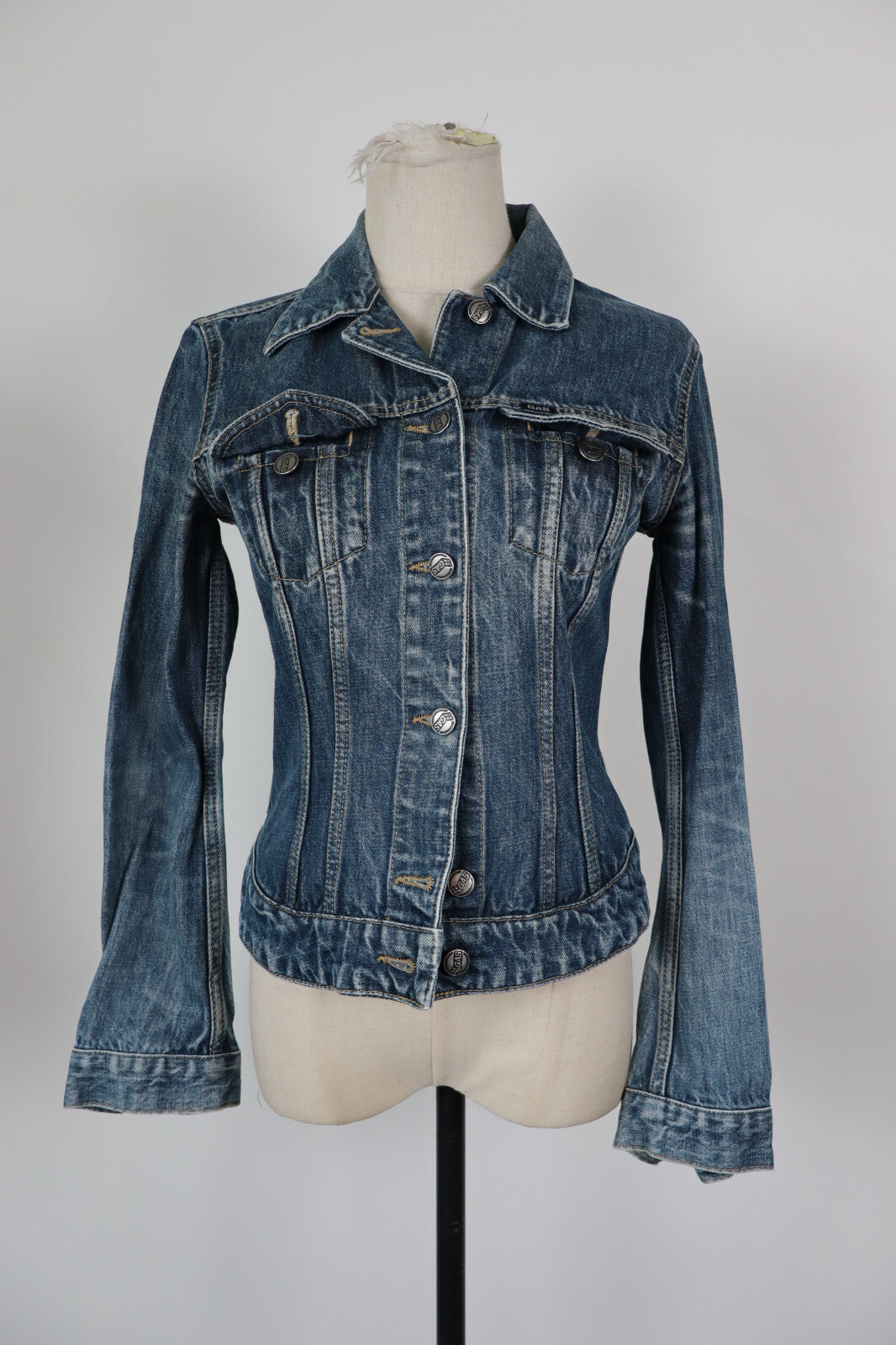 GAS JEANS GIUBBINO DONNA Tg. S WOMAN CASUAL JACKET COTONE COTTON DENIM VINTAGE