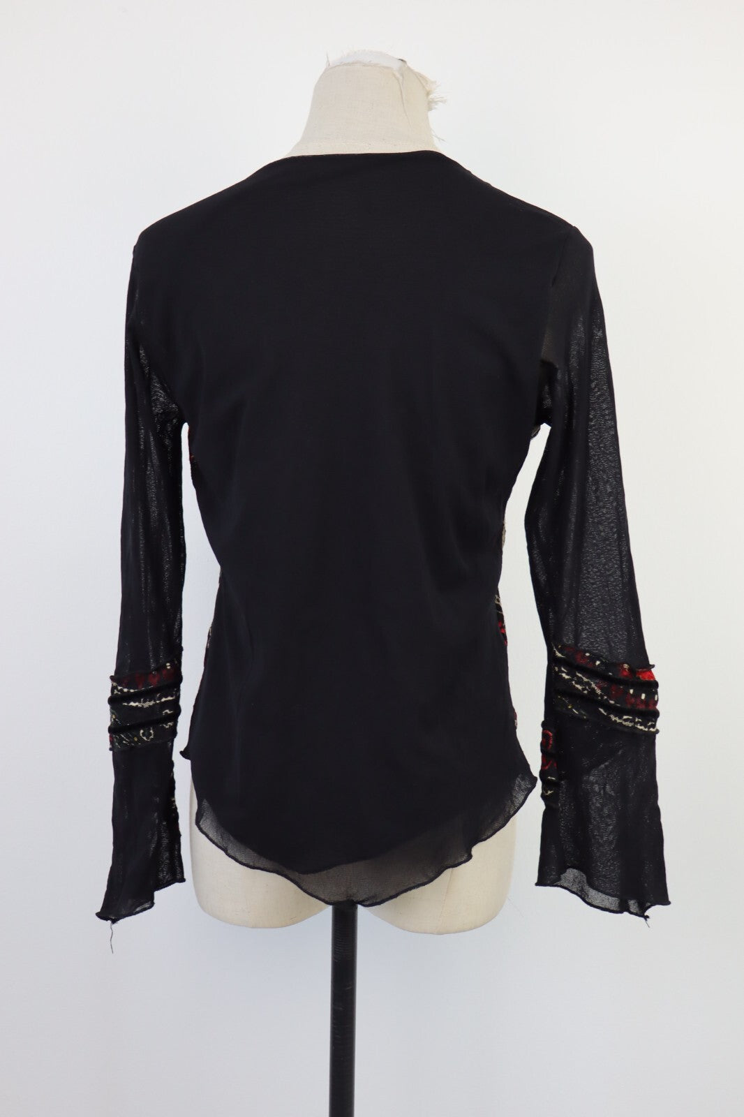 MAGLIA TRASPARENTE VOLANT DONNA M/L WOMAN T-SHIRT INDIE GROOVY Y2K 2000'S