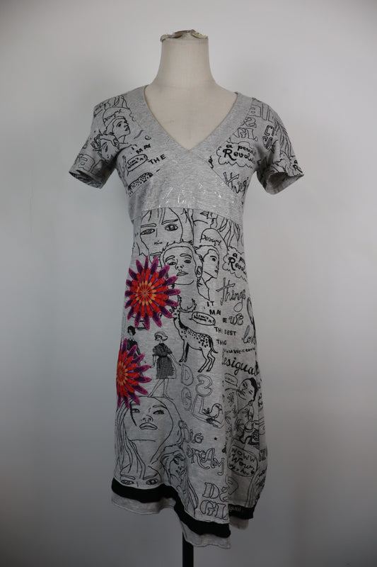 DESIGUAL VESTITO  DONNA TG M WOMAN CASUAL VINTAGE DRESS ABITO COTONE