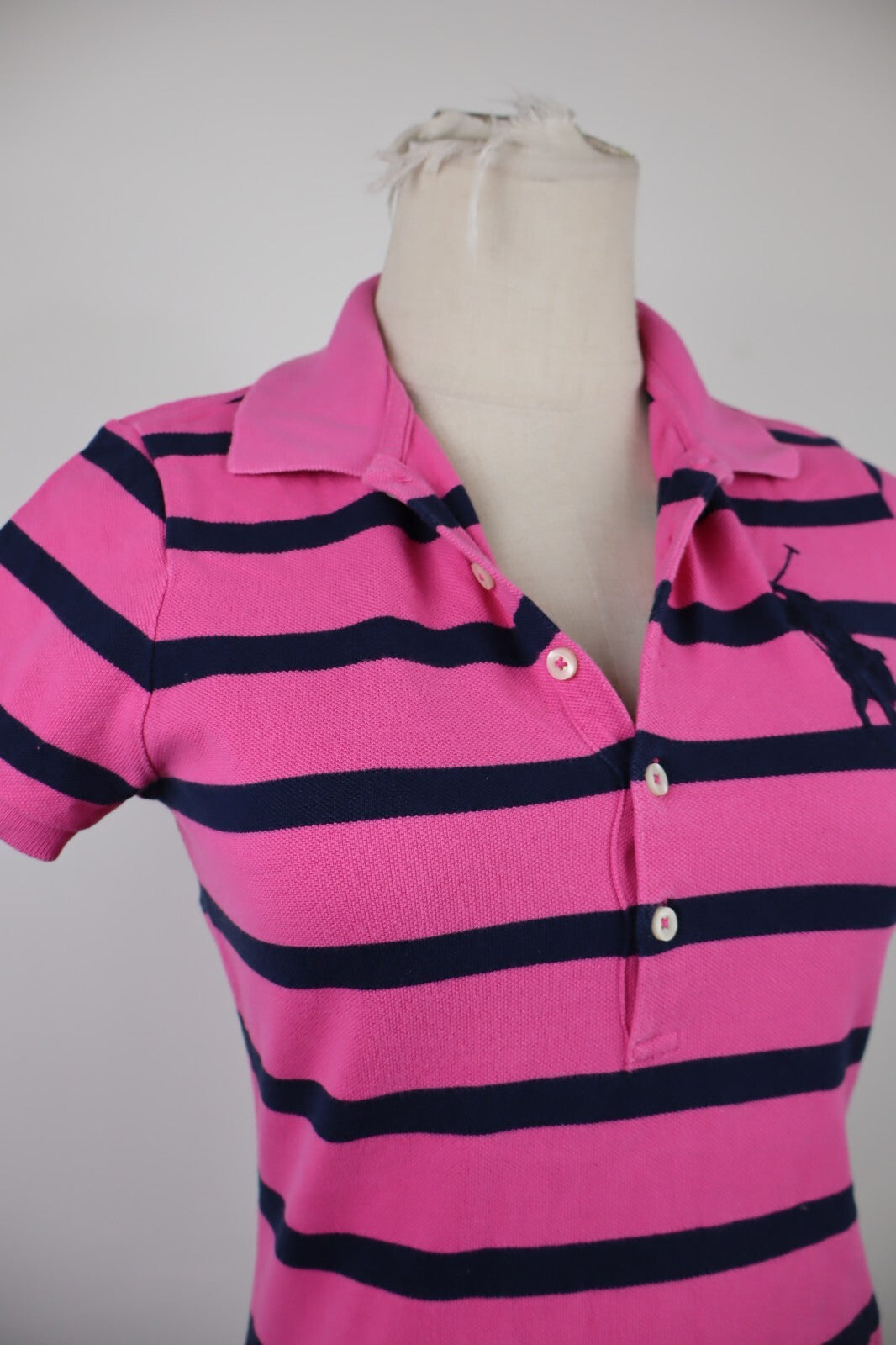 RALPH LAUREN MAGLIA POLO DONNA COTONE TG S WOMAN SHIRT CASUAL VINTAGE BIG LOGO