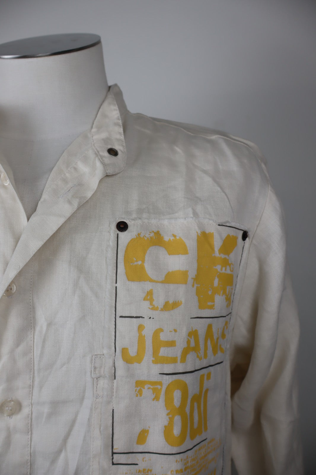 CALVIN KLEIN JEANS CAMICIA UOMO LINO TG. XL MAN CASUAL VINTAGE LINEN SHIRT LOGO