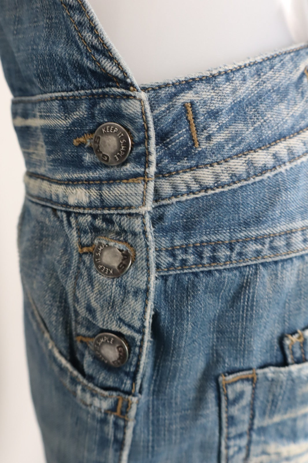 GAS JEANS COMPLETO DONNA PANTALONE TG 27 SALOPETTE ONE PIECE VINTAGE DENIM