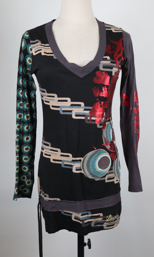 DESIGUAL VESTITO DONNA TG. 42 WOMAN CASUAL VINTAGE DRESS ABITO