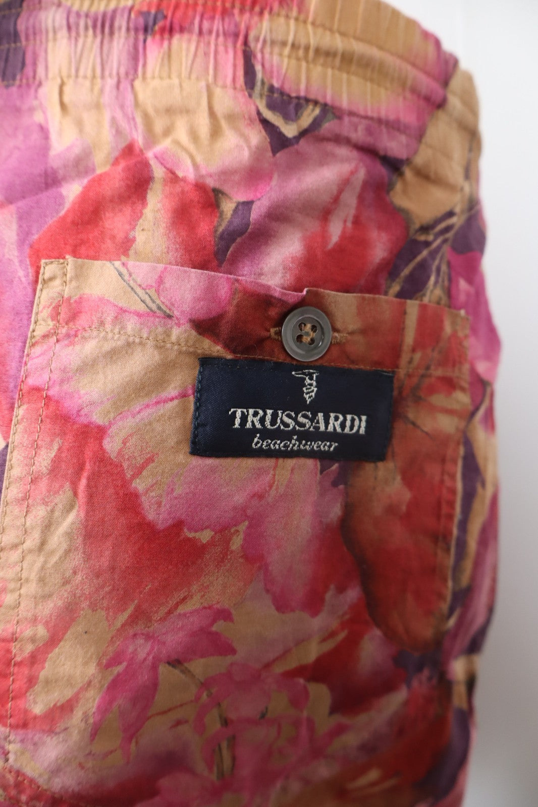 TRUSSARDI COSTUME PANTALONCINO MARE UOMO TG 48 MEN SWIMSUIT VINTAGE CASUAL LOGO