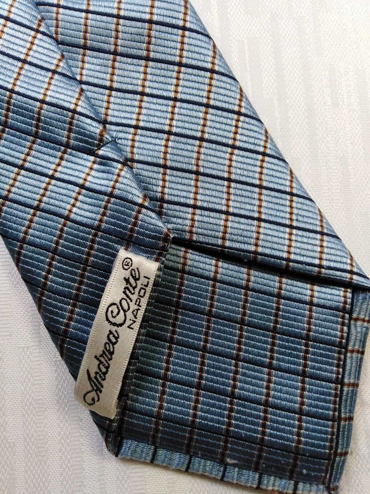 ANDREA CONTE NAPOLI SILK TIE SETA CRAVATTA NECKTIE MADE IN ITALY SELF TIPPED
