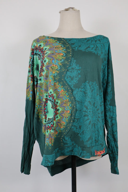 DESIGUAL MAGLIA DONNA TG. L WOMAN CASUAL VINTAGE T-SHIRT  TOP CANOTTA