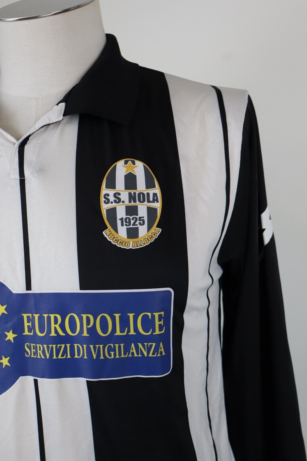 ZEUS SS NOLA N 18 MAGLIA CON ZIP CALCIO TRIKOT UOMO Tg M SOCCER JERSEY VINTAGE