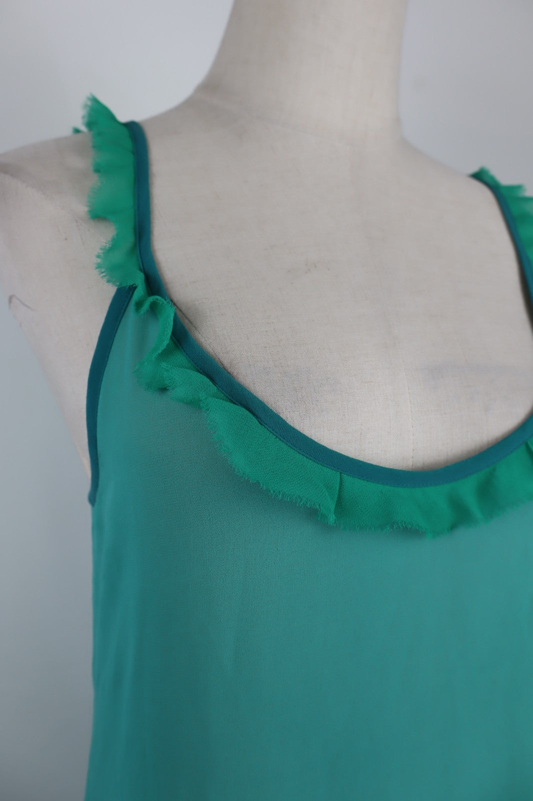 FORNARINA VESTITO ABITO BRETELLE DONNA TG. L WOMAN CASUAL VINTAGE DRESS VERDE