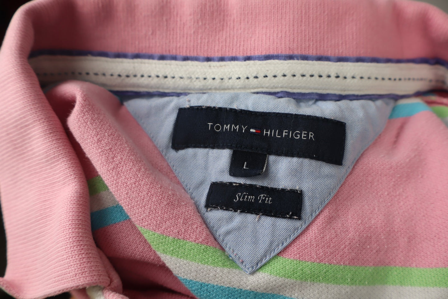 TOMMY HILFIGER MAGLIA POLO UOMO L MAN T-SHIRT CASUAL VINTAGE COTONE COTTON LOGO