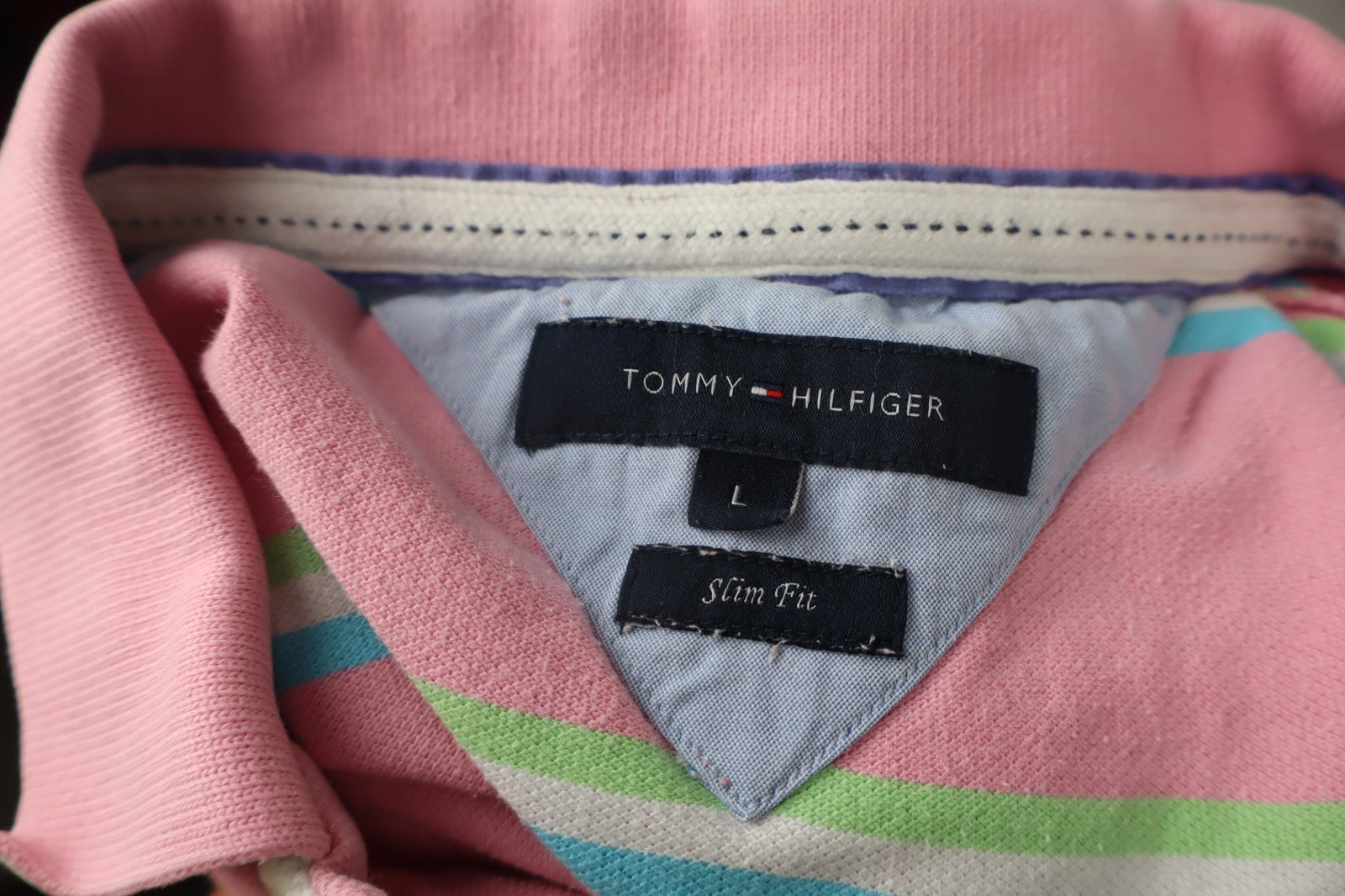 TOMMY HILFIGER MAGLIA POLO UOMO L MAN T-SHIRT CASUAL VINTAGE COTONE COTTON LOGO
