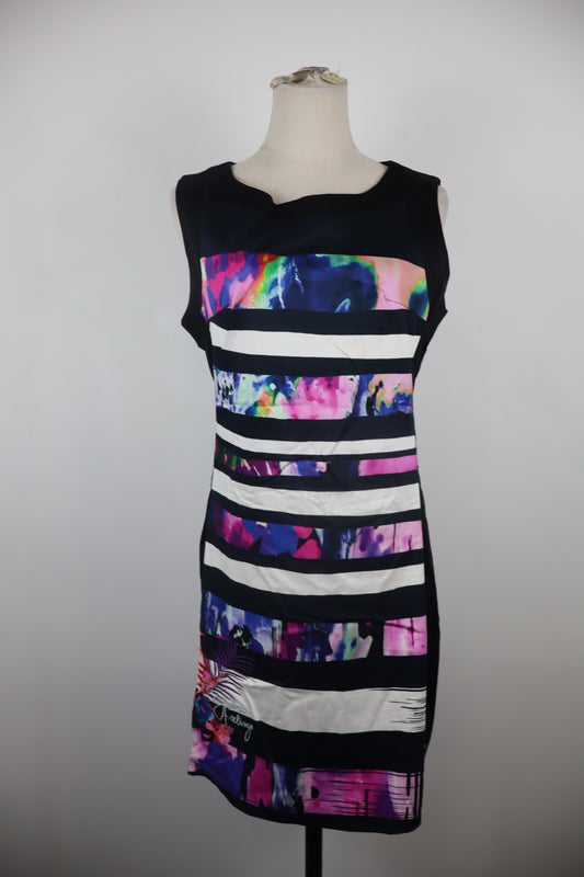 DESIGUAL VESTITO SMANICATO DONNA TG. 42 WOMAN CASUAL VINTAGE DRESS COTONE LOGO