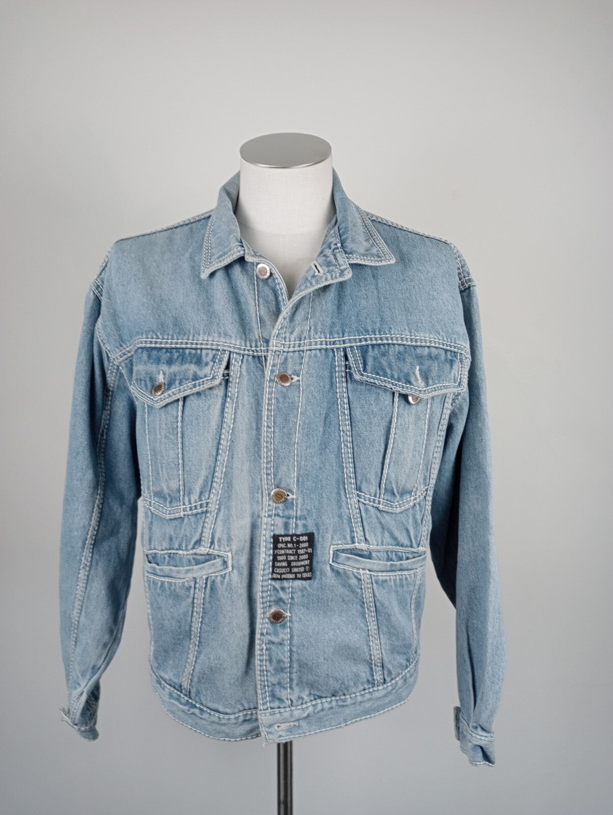 CASUCCI GIUBBINO JEANS COTONE DENIM UOMO Tg S MAN CASUAL VINTAGE JACKET