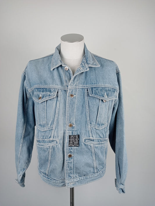 CASUCCI GIUBBINO JEANS COTONE DENIM UOMO Tg S MAN CASUAL VINTAGE JACKET