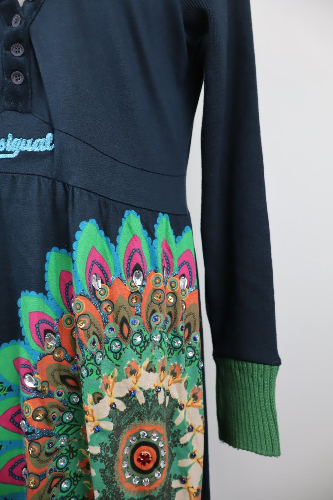 DESIGUAL VESTITO ABITO MANICHE LUNGHE DONNA TG. XL WOMAN CASUAL VINTAGE DRESS