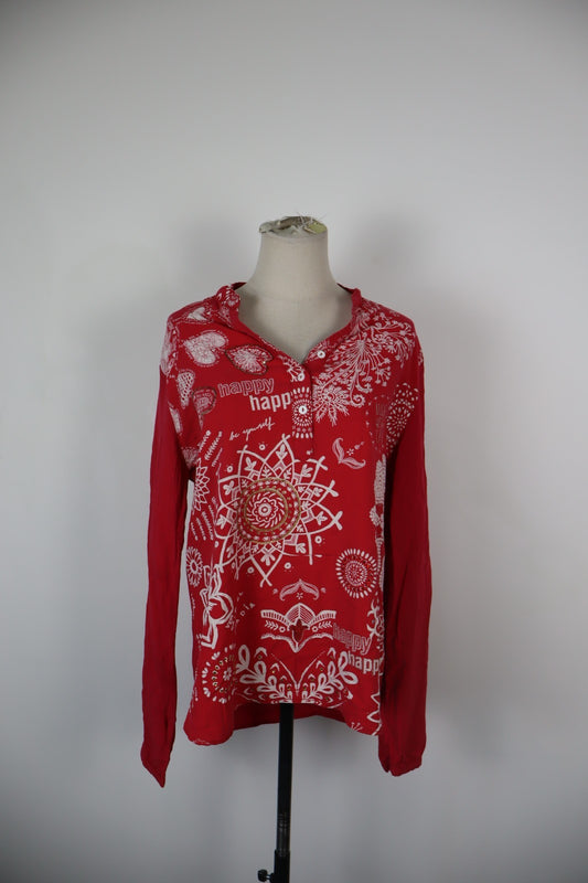 DESIGUAL CAMICIA BLUSA DONNA TG. XL WOMAN SHIRT CASUAL VINTAGE VISCOSA