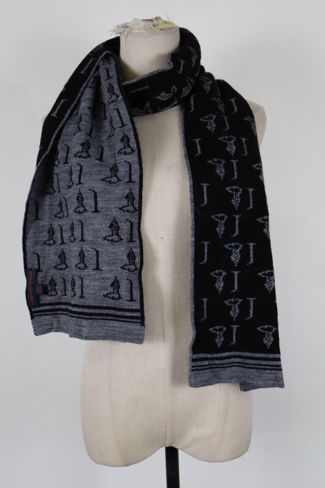 TRUSSARDI SCIARPA LANA UOMO DONNA UNISEX WOMAN MAN VINTAGE CASUAL SCARF