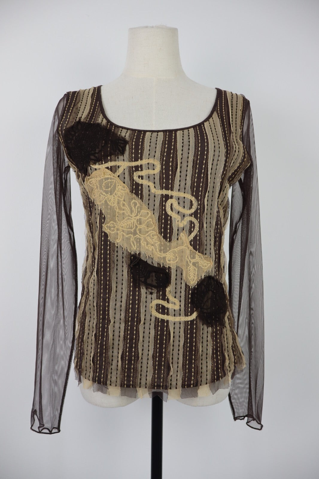 MARELLA MAGLIA DONNA TG. M WOMAN CASUAL VINTAGE T-SHIRT TOP TRASPARENTE