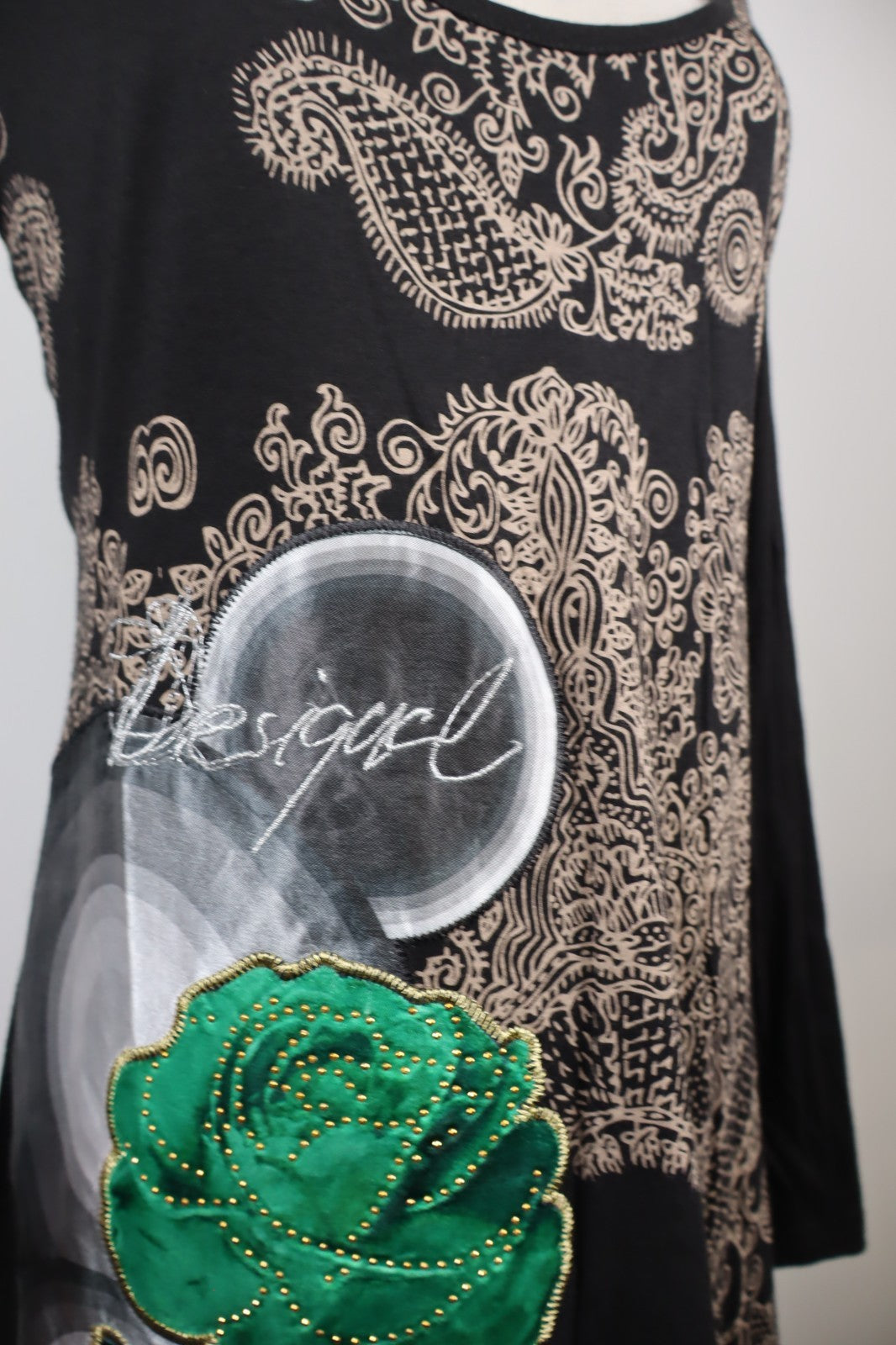 DESIGUAL VESTITO ABITO MANICA LUNGA DONNA TG M WOMAN CASUAL VINTAGE DRESS COTONE