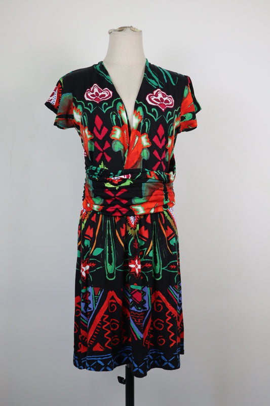 DESIGUAL VESTITO  DONNA TG L WOMAN CASUAL VINTAGE DRESS ABITO VISCOSA