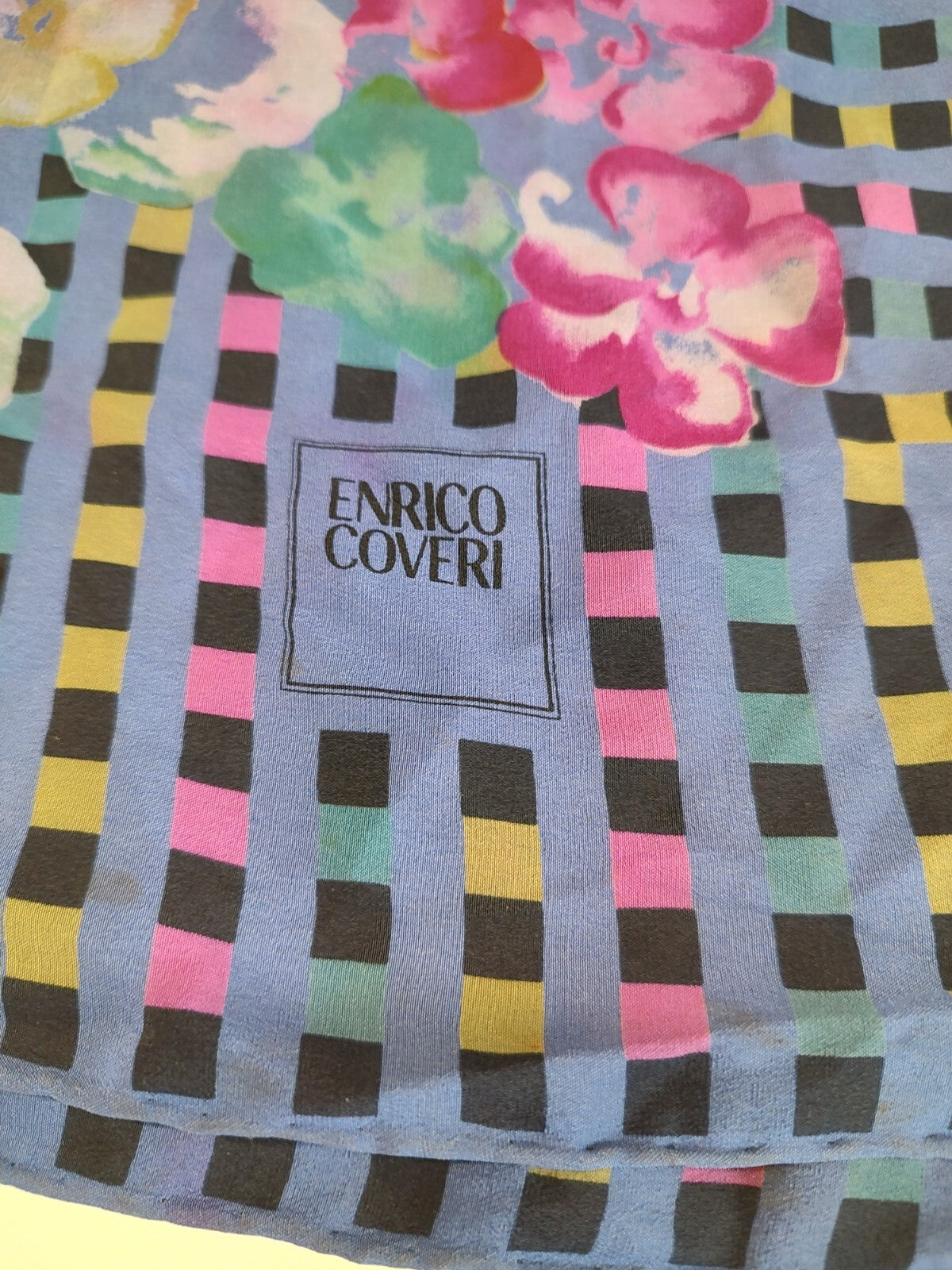 ENRICO COVERI FOULARD 100% SILK SETA SCARVES SCARF SQUARE MADE ITALY VINTAGE