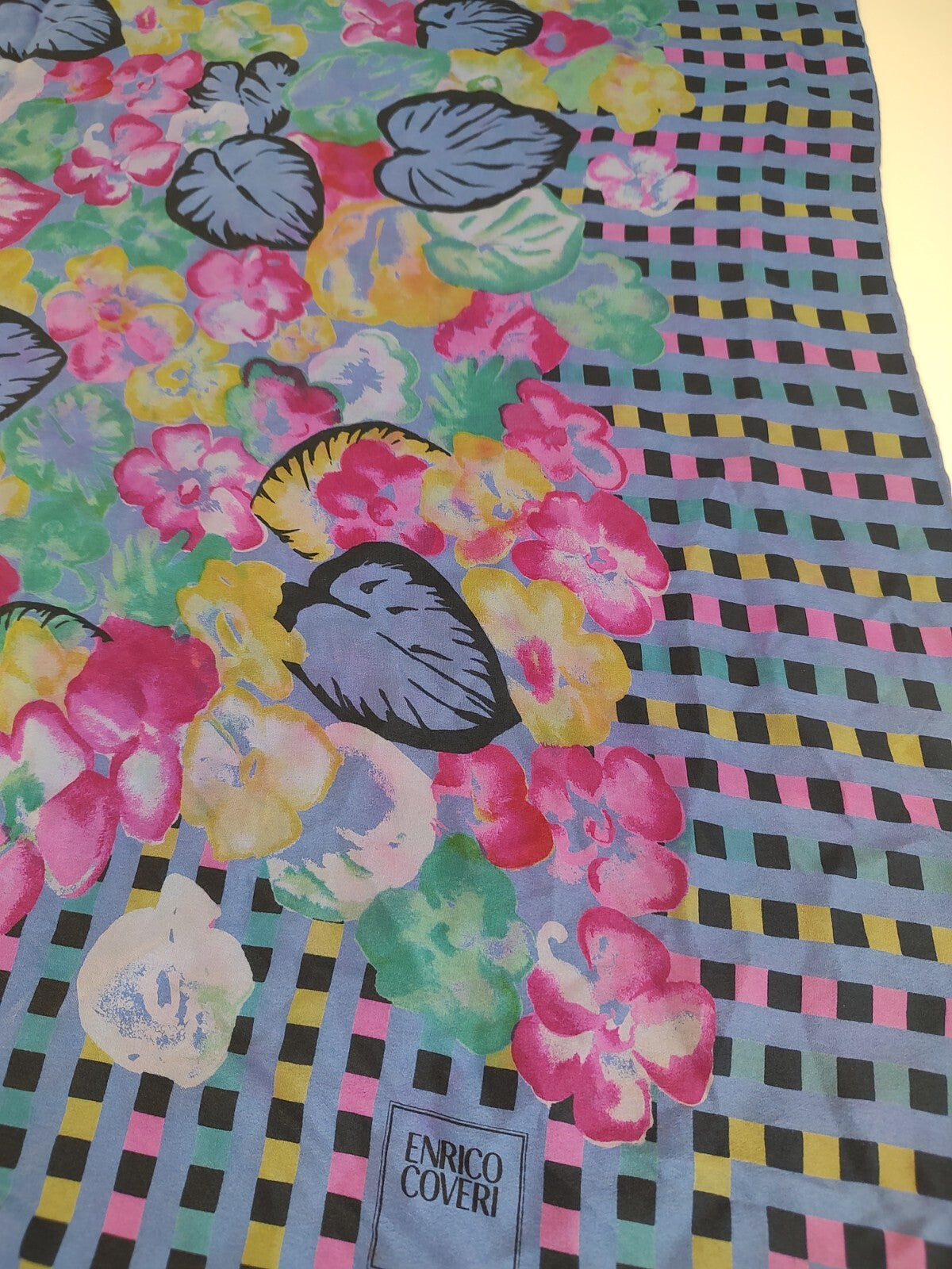 ENRICO COVERI FOULARD 100% SILK SETA SCARVES SCARF SQUARE MADE ITALY VINTAGE