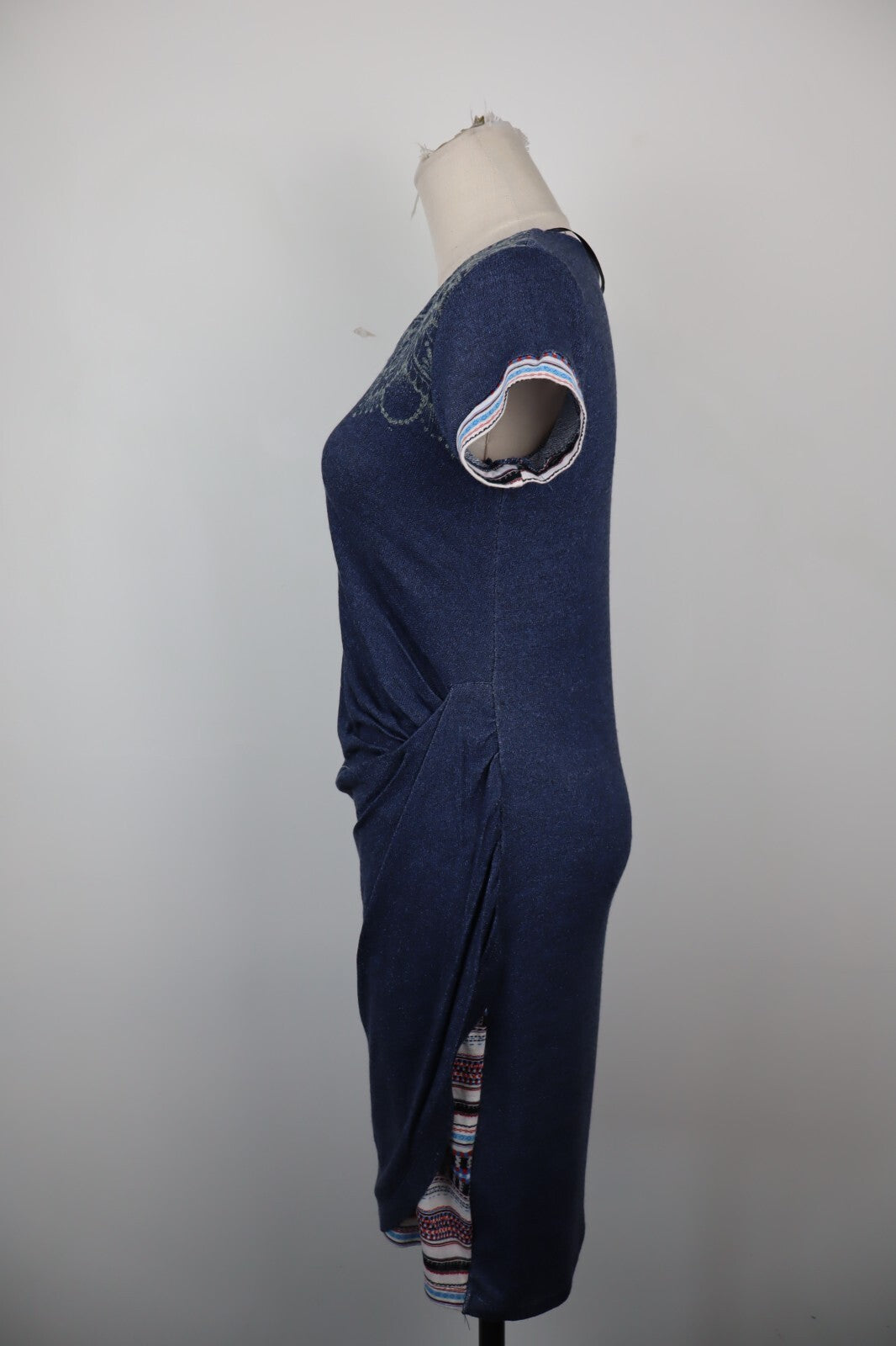 DESIGUAL VESTITO ABITO DONNA TG. S WOMAN CASUAL VINTAGE DRESS POLIESTERE BLU