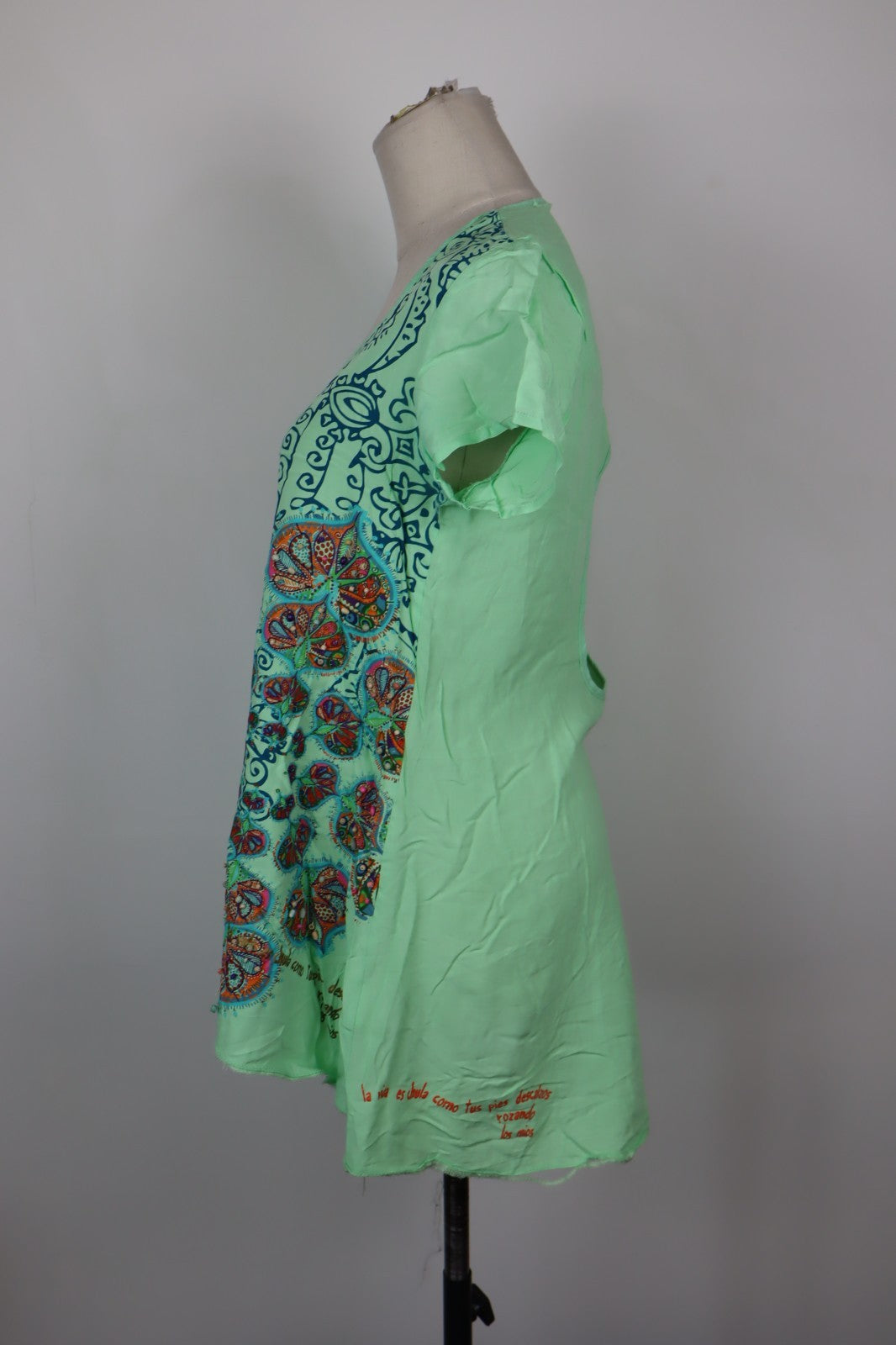 DESIGUAL MAGLIA DONNA TG. M WOMAN CASUAL VINTAGE T-SHIRT  TOP CANOTTA PERLINE