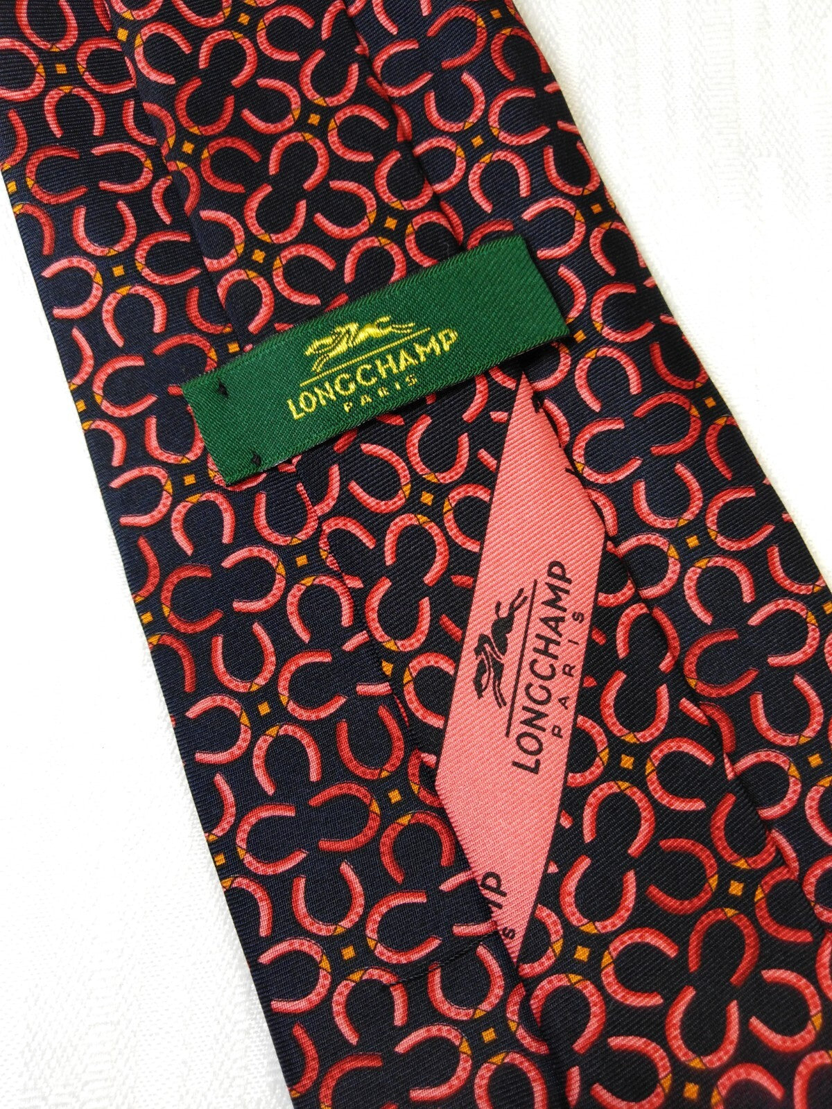 LONGCHAMP PARIS 100% SILK TIE SETA CRAVATTA NECKTIE MADE IN ITALY