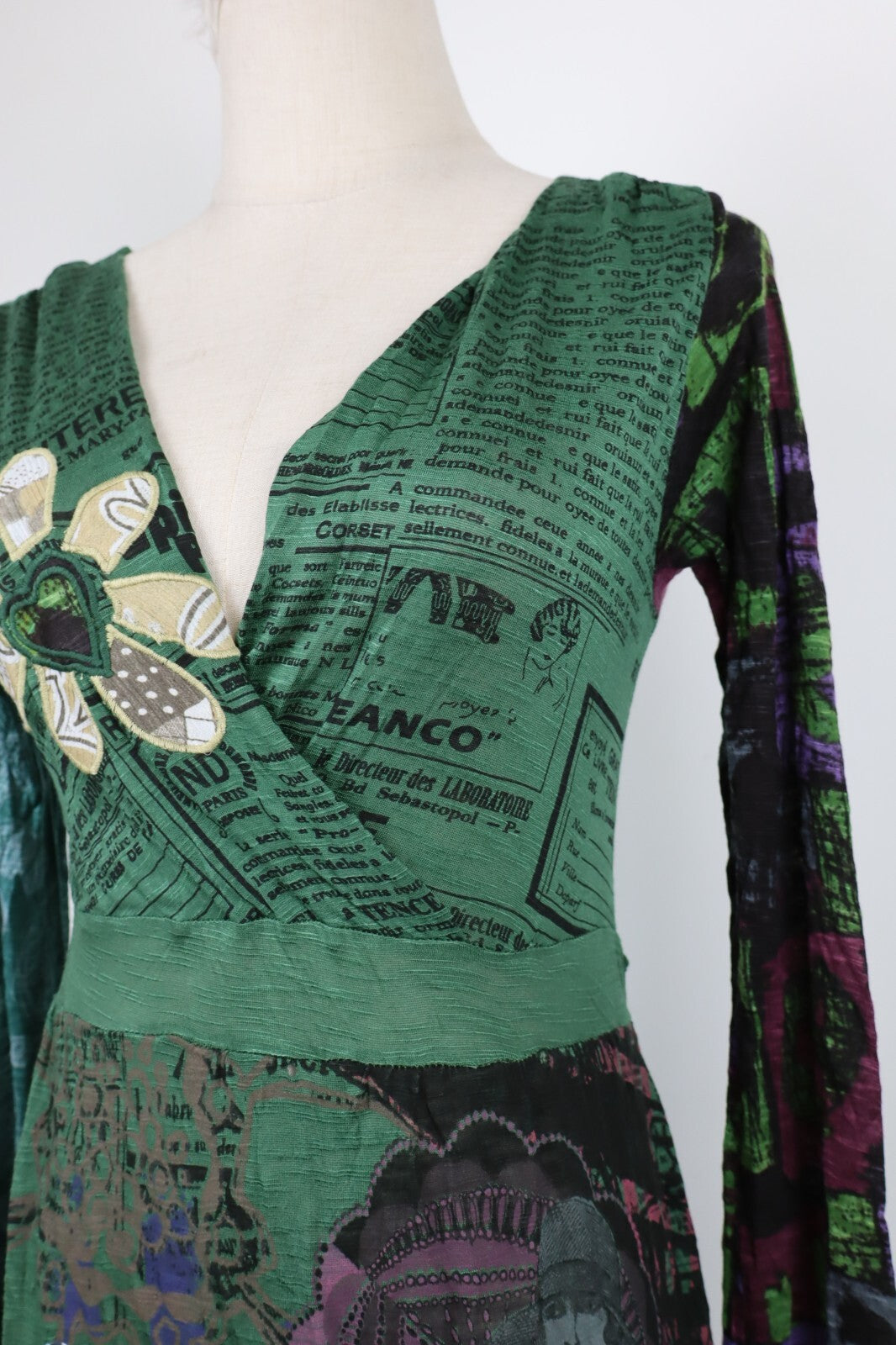 DESIGUAL VESTITO MANICHE LUNGHE DONNA TG. XS WOMAN CASUAL VINTAGE DRESS ABITO